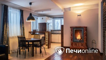 Печь-камин ABX Britania EXclusive, кафельный цоколь, коричневая в Калининграде